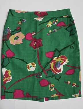 J. Crew Green Floral Mini Skirt Size  00 Petite Like New
